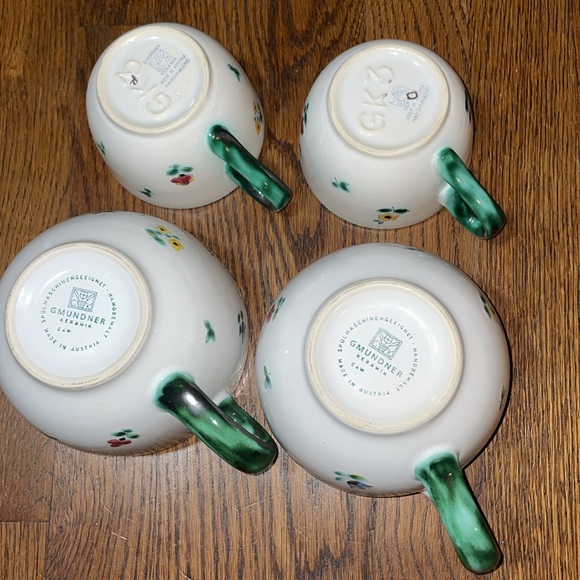 Gmundner Keramik Austrian muesli bowls with two tea cups - Picture 4 of 6